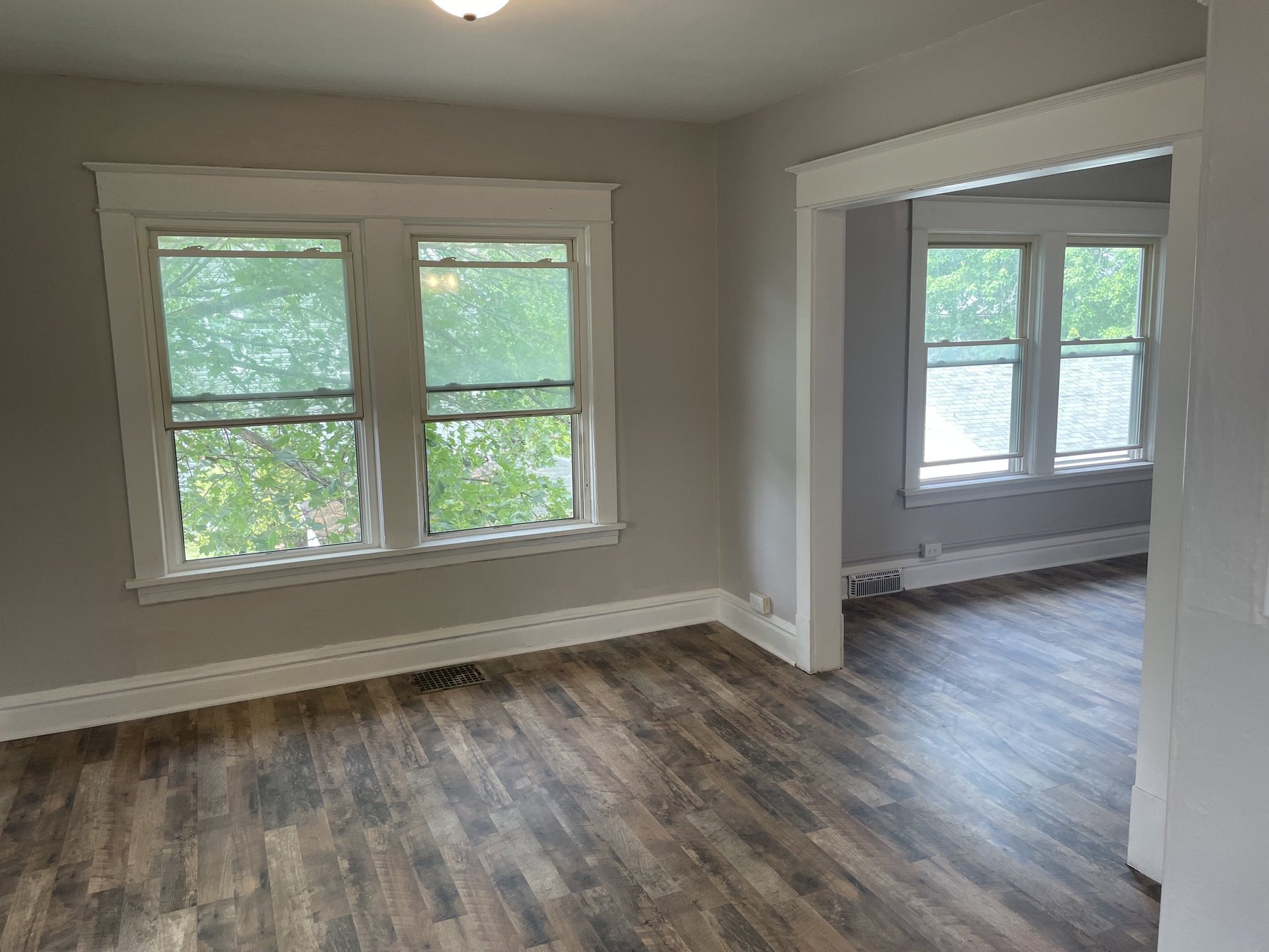 Connected finished living spaces with large windows