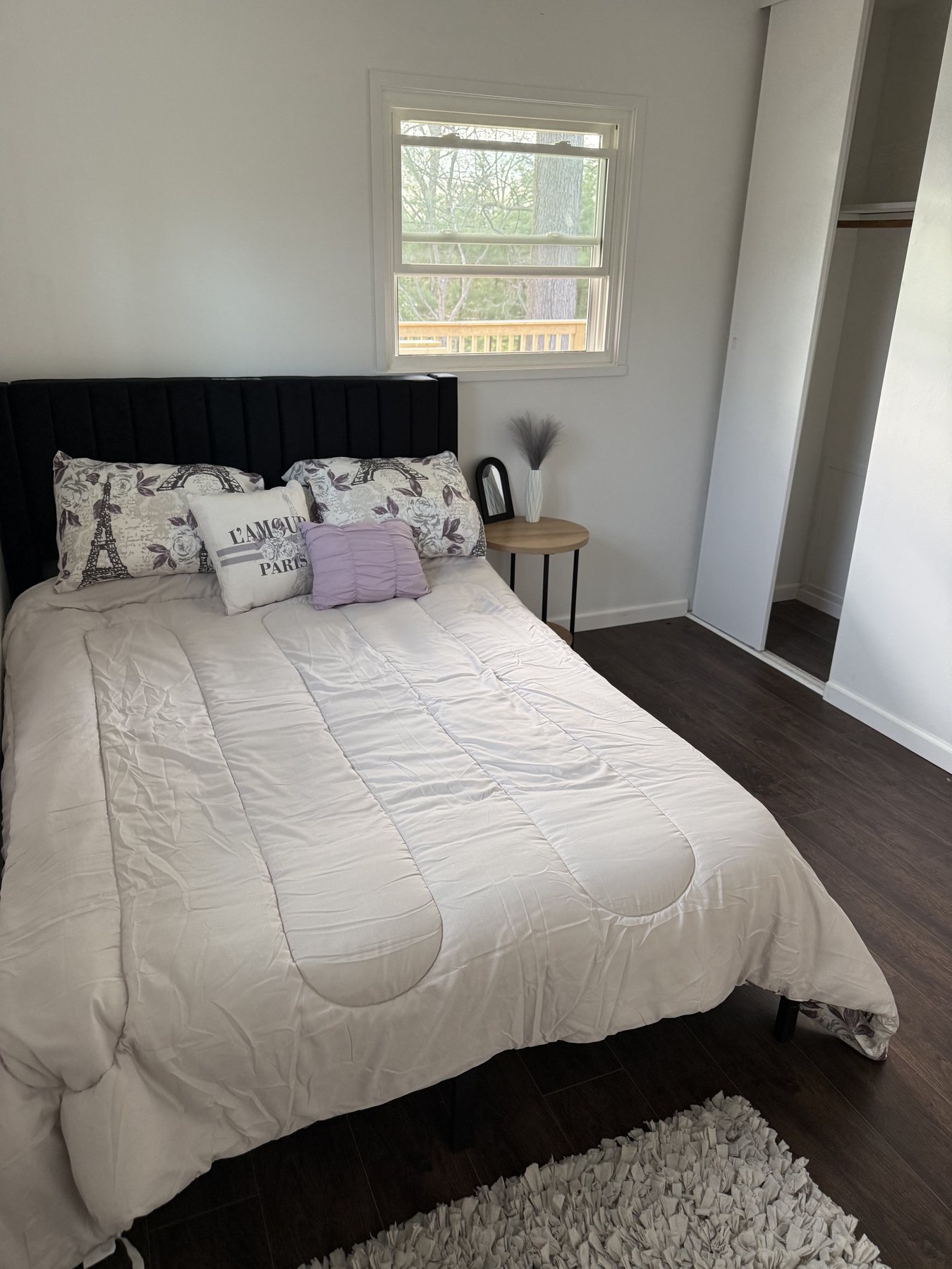 Staged bedroom after the rental home refresh